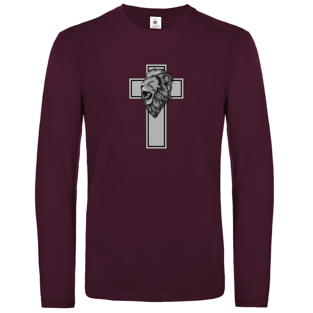 Löwen Kreuz christliches Unisex Langarmshirt