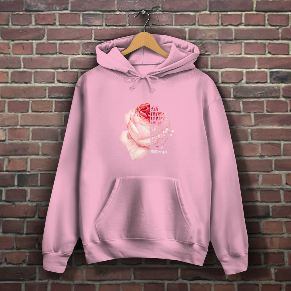 Ich bin stark durch Christus Philipper 4,13 Rose - Christlicher Damen Hoodie