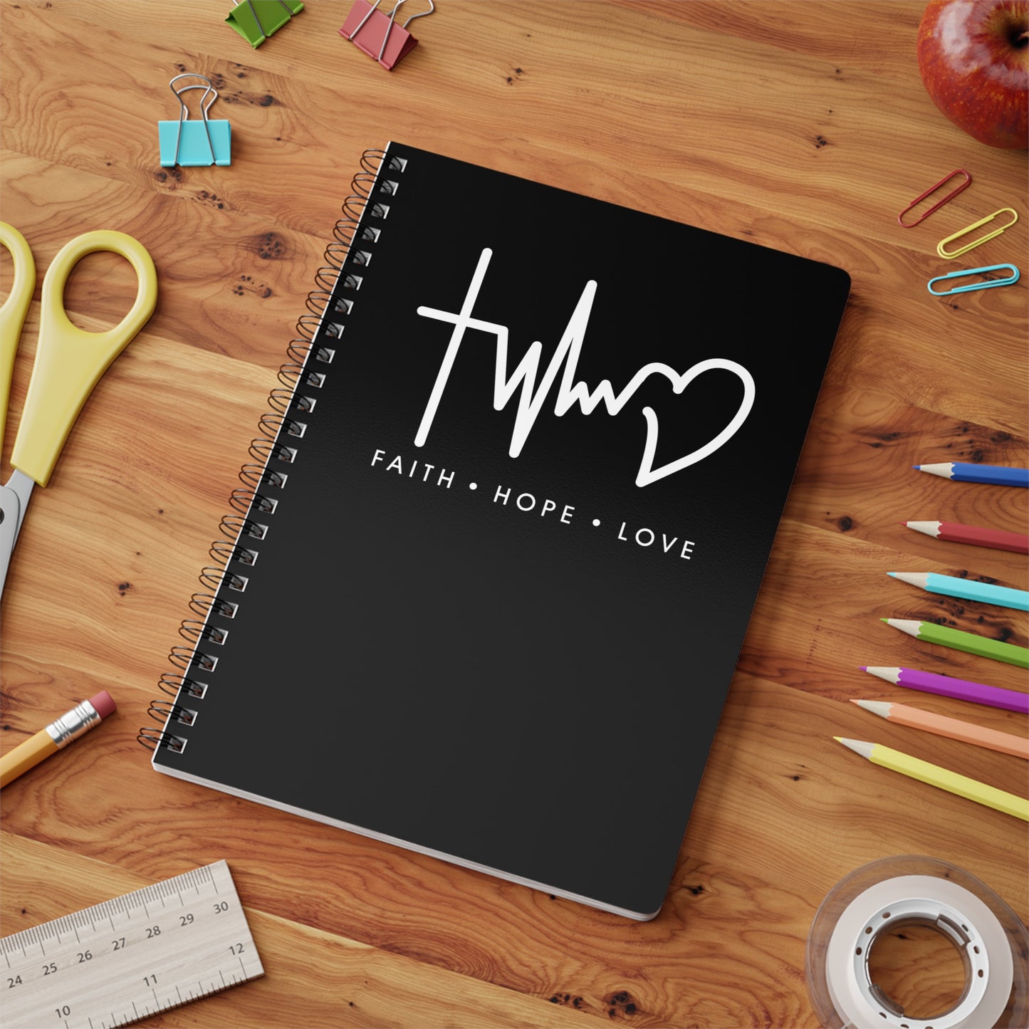 Faith Hope Love | Christliches Notizbuch Schwarz | Christliche Geschenke | Gesegnet