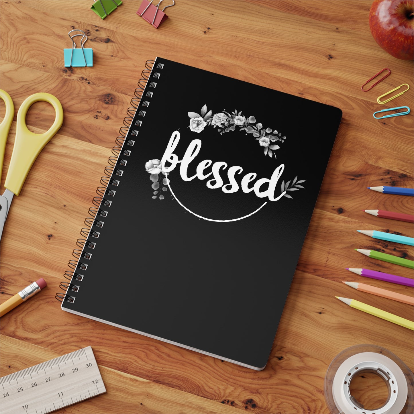 Blessed Floral | Christliches Notizbuch Schwarz | Christliche Geschenke | Gesegnet