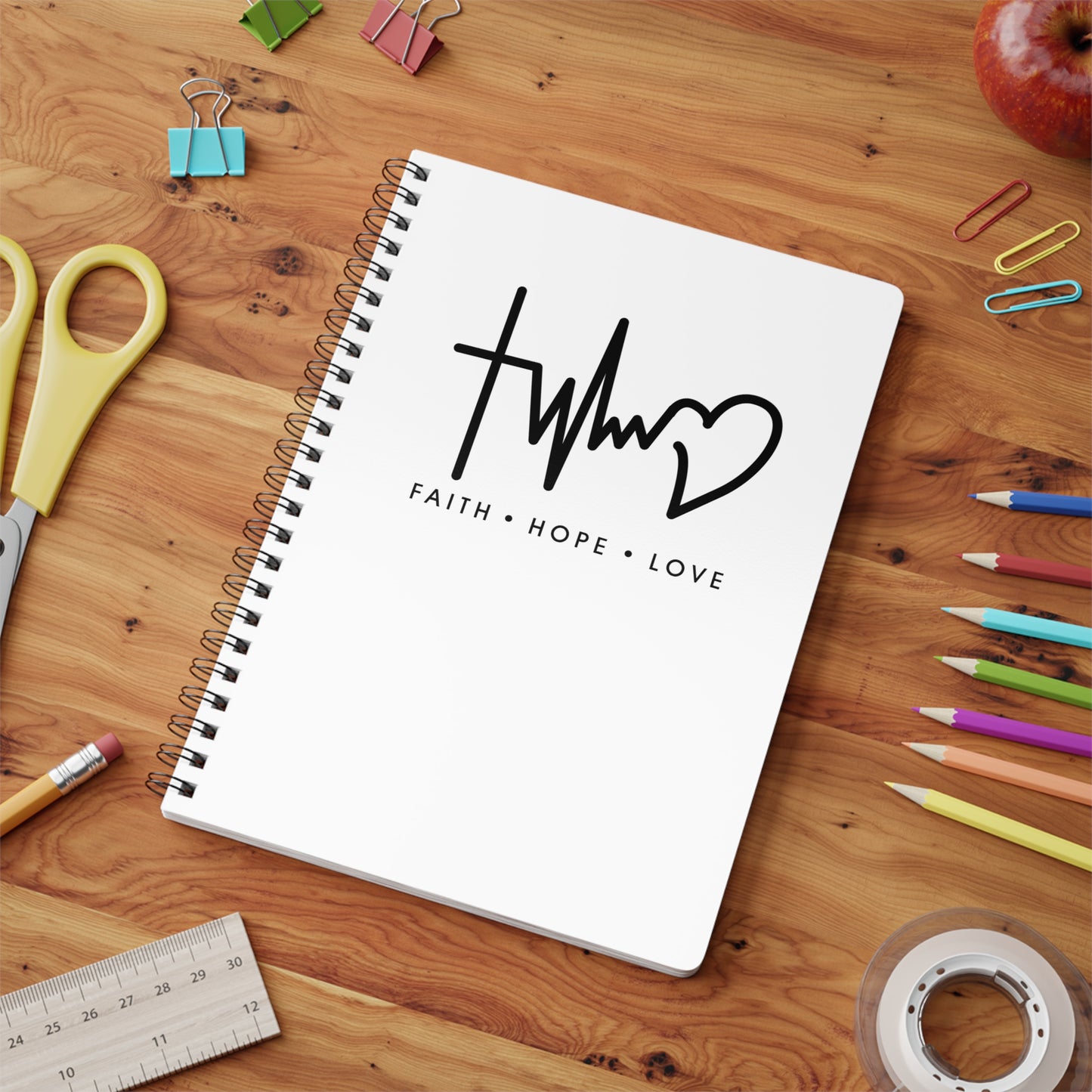 Faith Hope Love | Christliches Notizbuch Weiß | Christliche Geschenke | Gesegnet