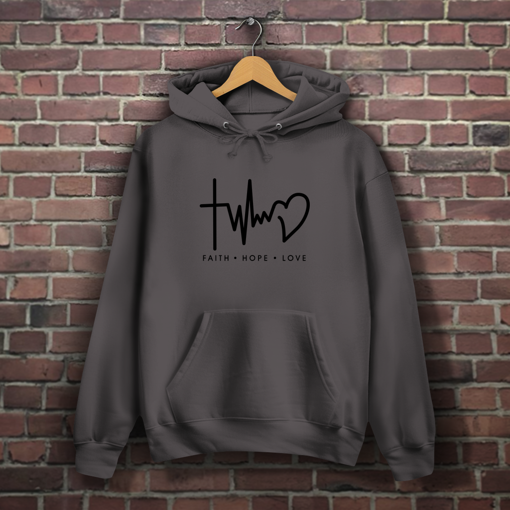 Faith Hope Love Schwarz - Christlicher Damen Hoodie