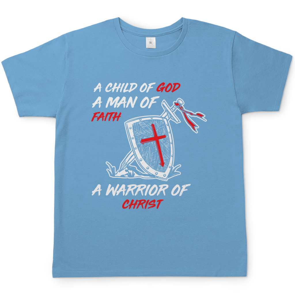 Child of God Man of Faith Warrior of Christ christliches Herren T-Shirt