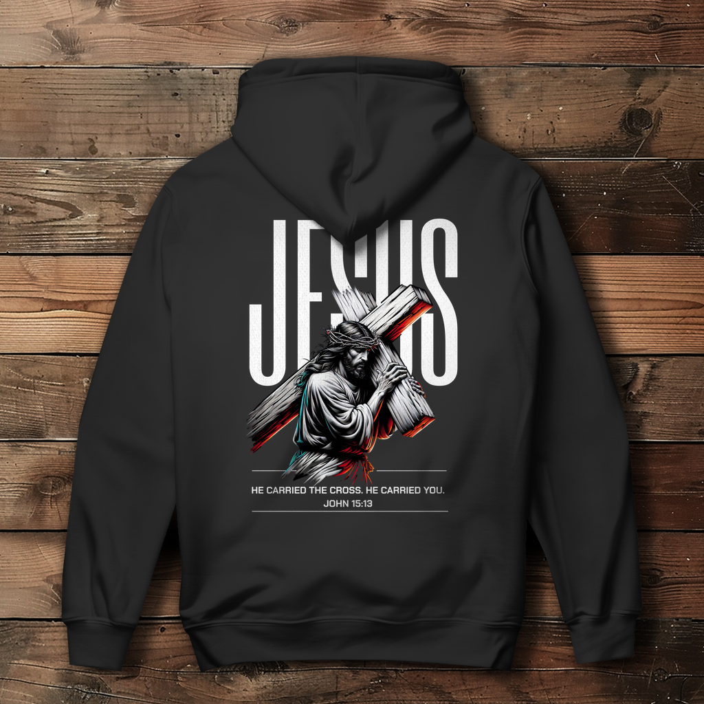 Jesus carried the cross - Backprint Christlicher Damen Hoodie