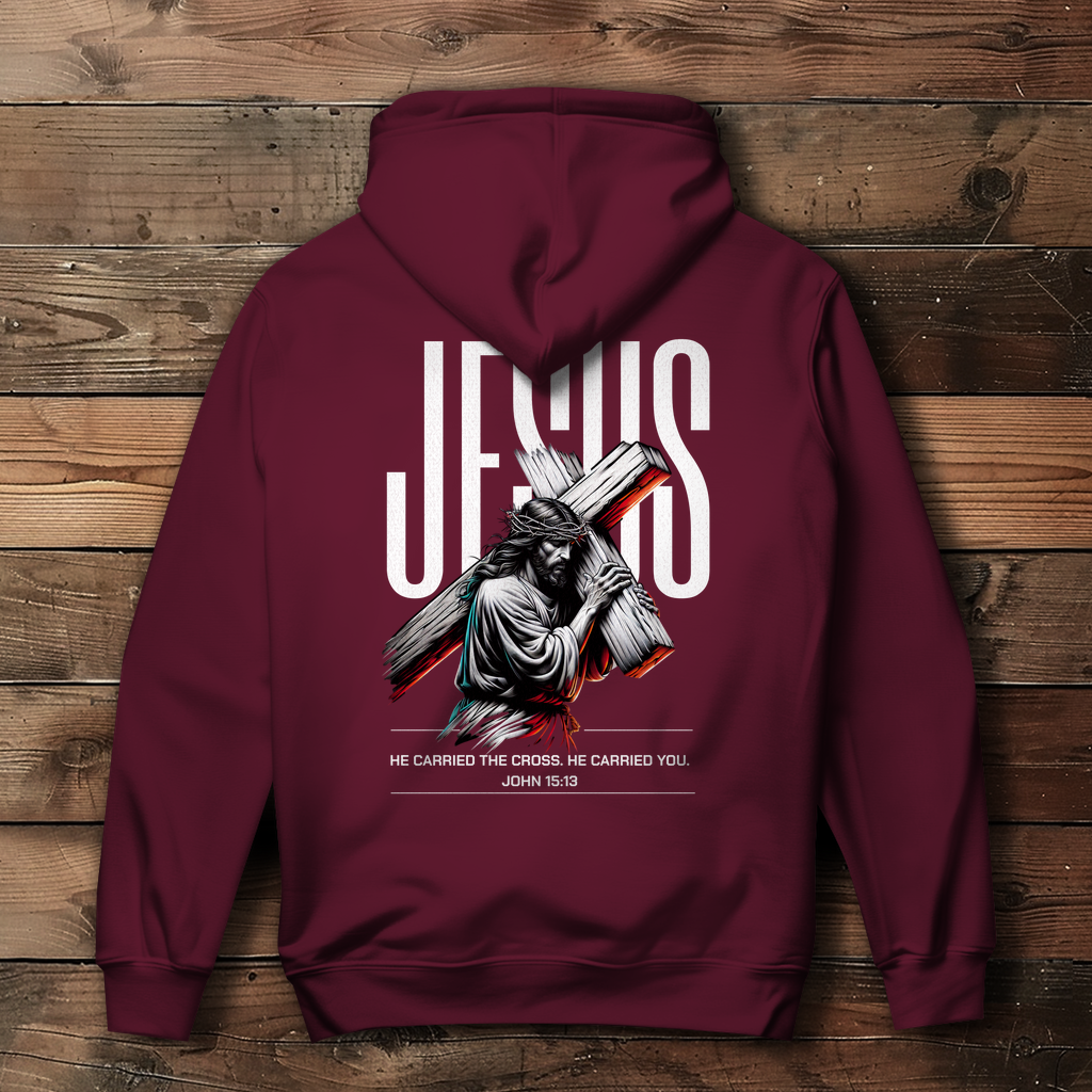 Jesus carried the cross - Backprint Christlicher Damen Hoodie