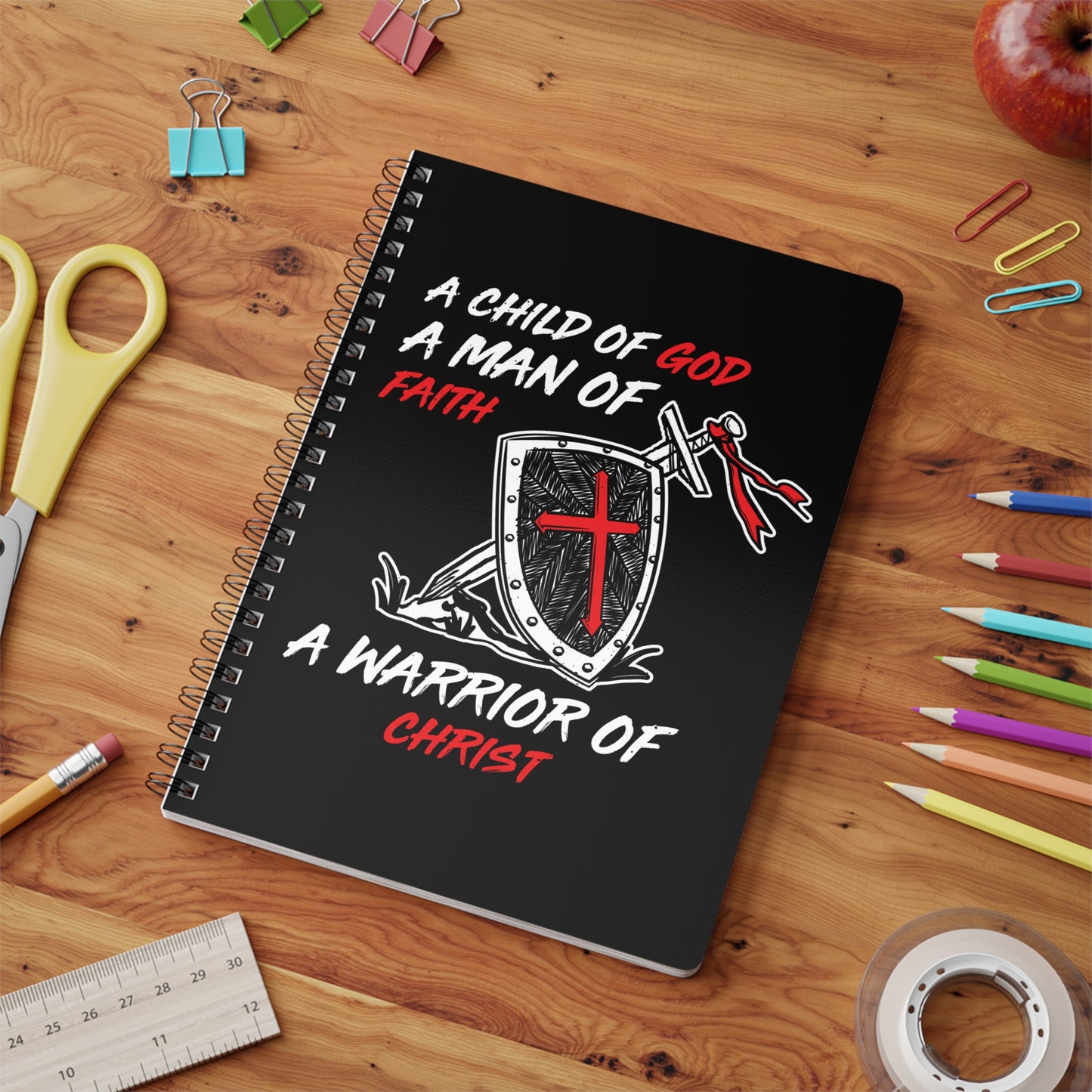 Child of God Warrior of Faith | Christliches Notizbuch Schwarz | Christliche Geschenke | Gesegnet