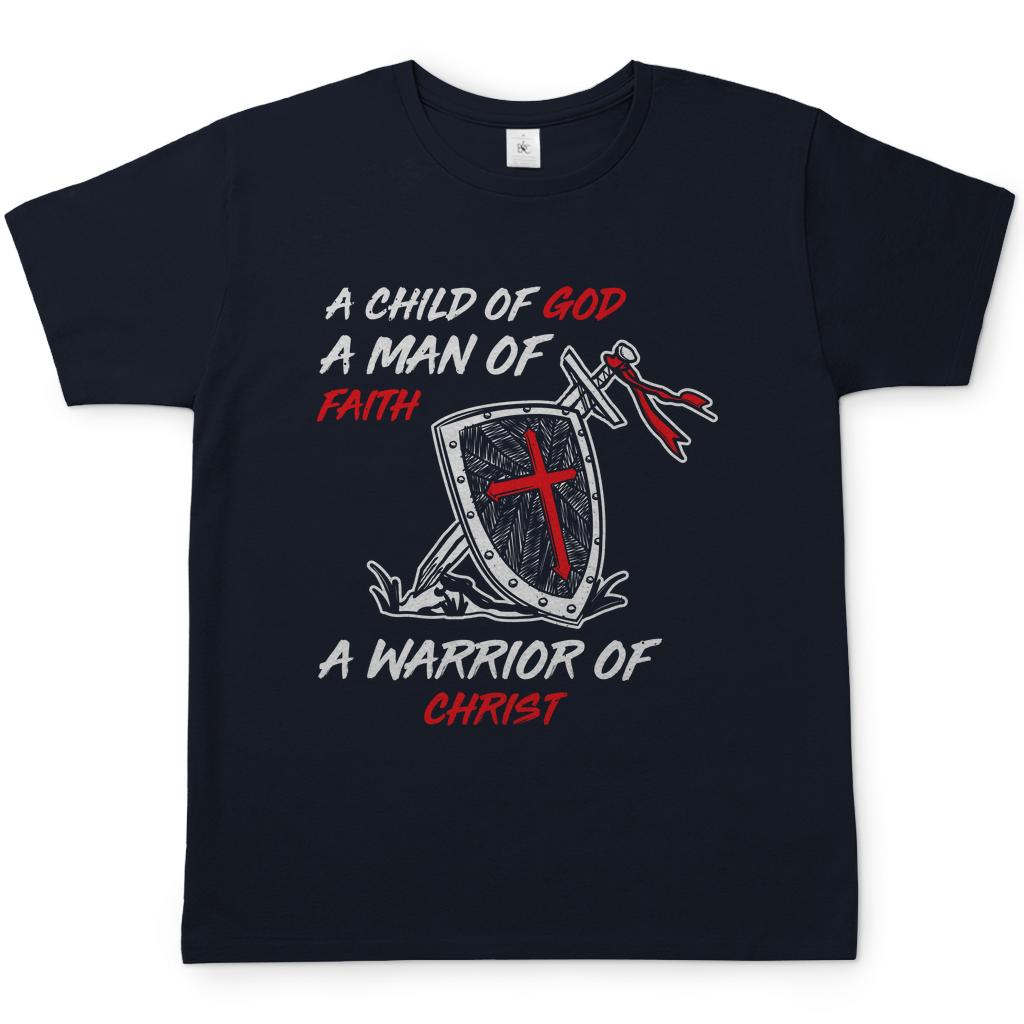 Child of God Man of Faith Warrior of Christ christliches Herren T-Shirt