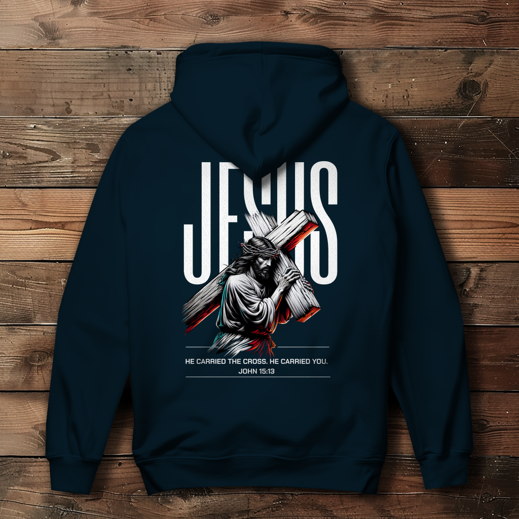 Jesus carried the cross - Backprint Christlicher Damen Hoodie