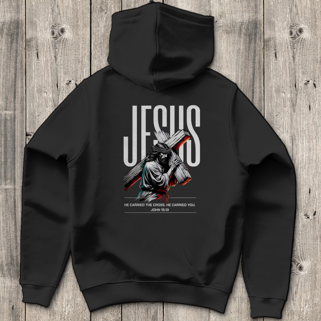 Jesus carried the Cross - Backprint Christlicher Herren Hoodie