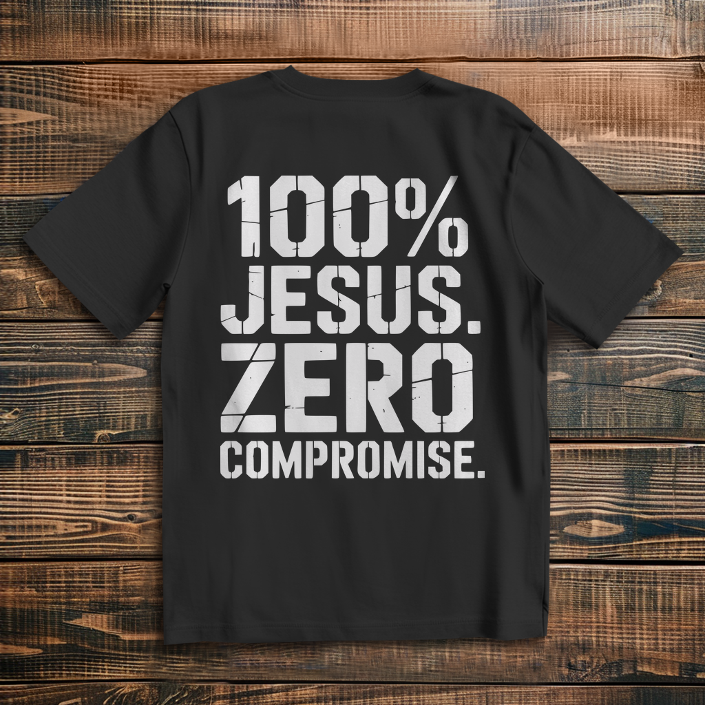 100% Jesus Zero Compromise - Oversize Backprint T-Shirt