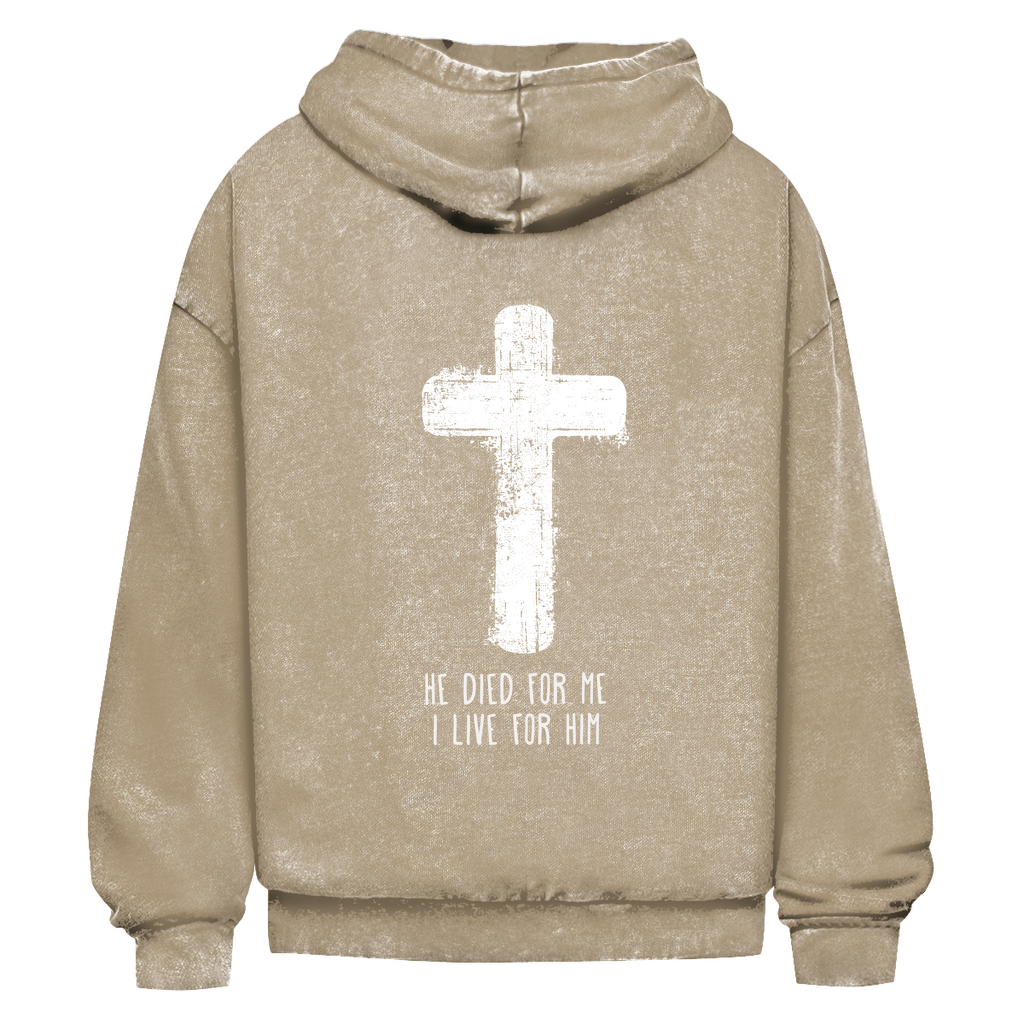Oversize Washed Hoodie Cross Front