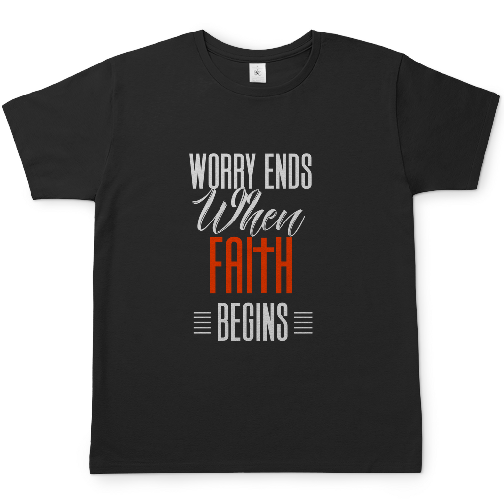 Worry Ends When Faith Begins christliches Herren T-Shirt