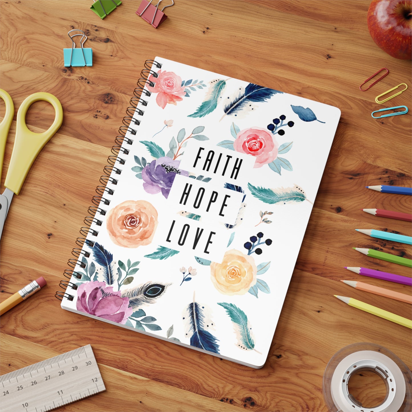 Faith Hope Love | Christliches Notizbuch Schwarz | Christliche Geschenke | Gesegnet