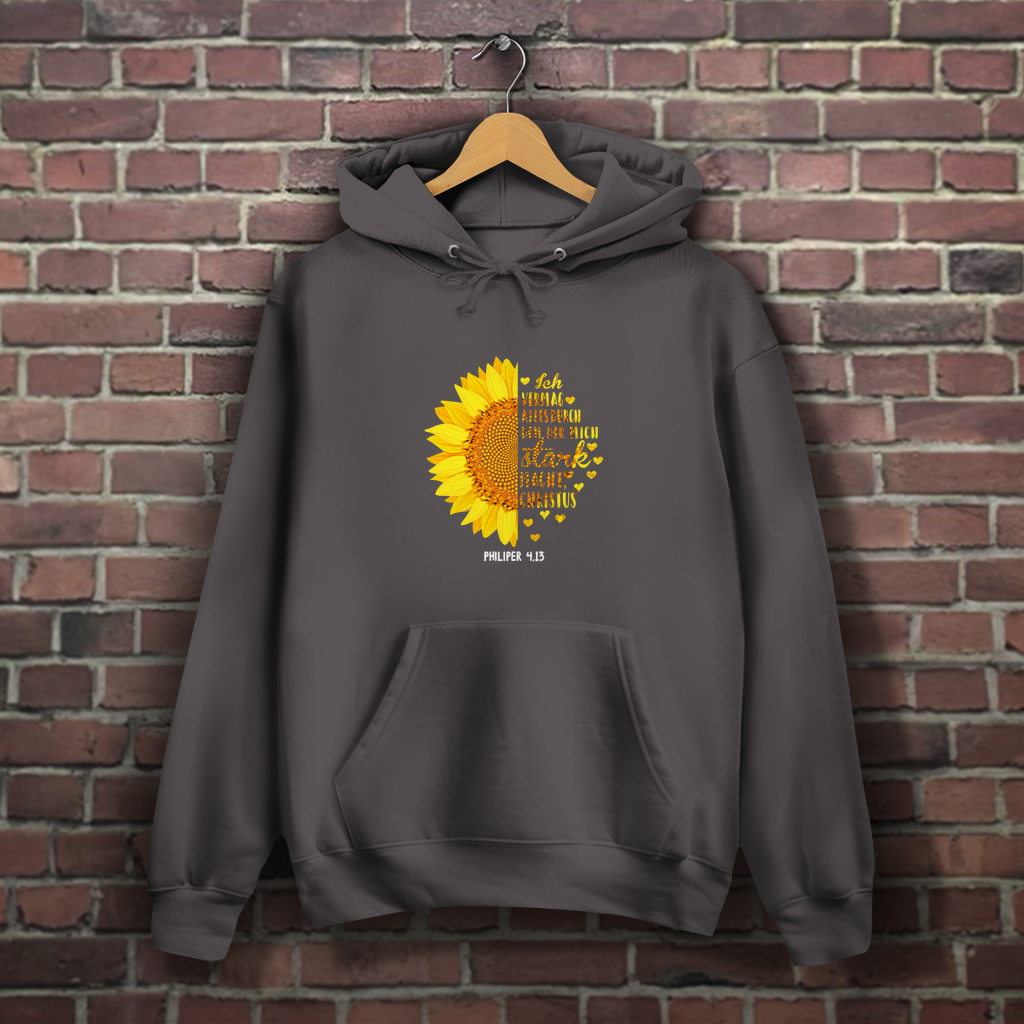 Ich bin stark durch Christus Philipper 4,13 Sonnenblume - Christlicher Damen Hoodie