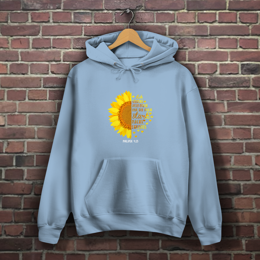 Ich bin stark durch Christus Philipper 4,13 Sonnenblume - Christlicher Damen Hoodie