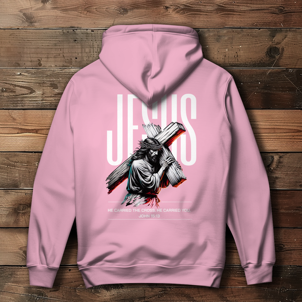 Jesus carried the cross - Backprint Christlicher Damen Hoodie