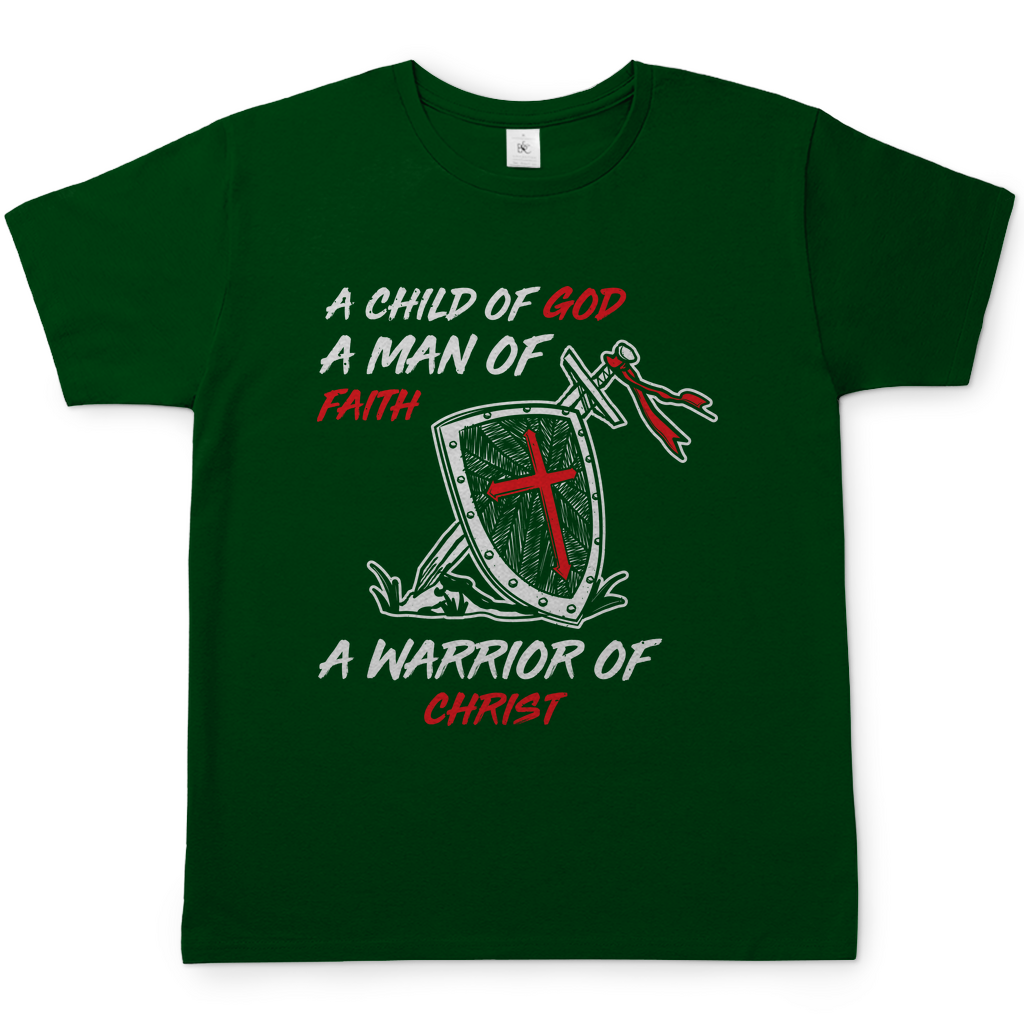 Child of God Man of Faith Warrior of Christ christliches Herren T-Shirt