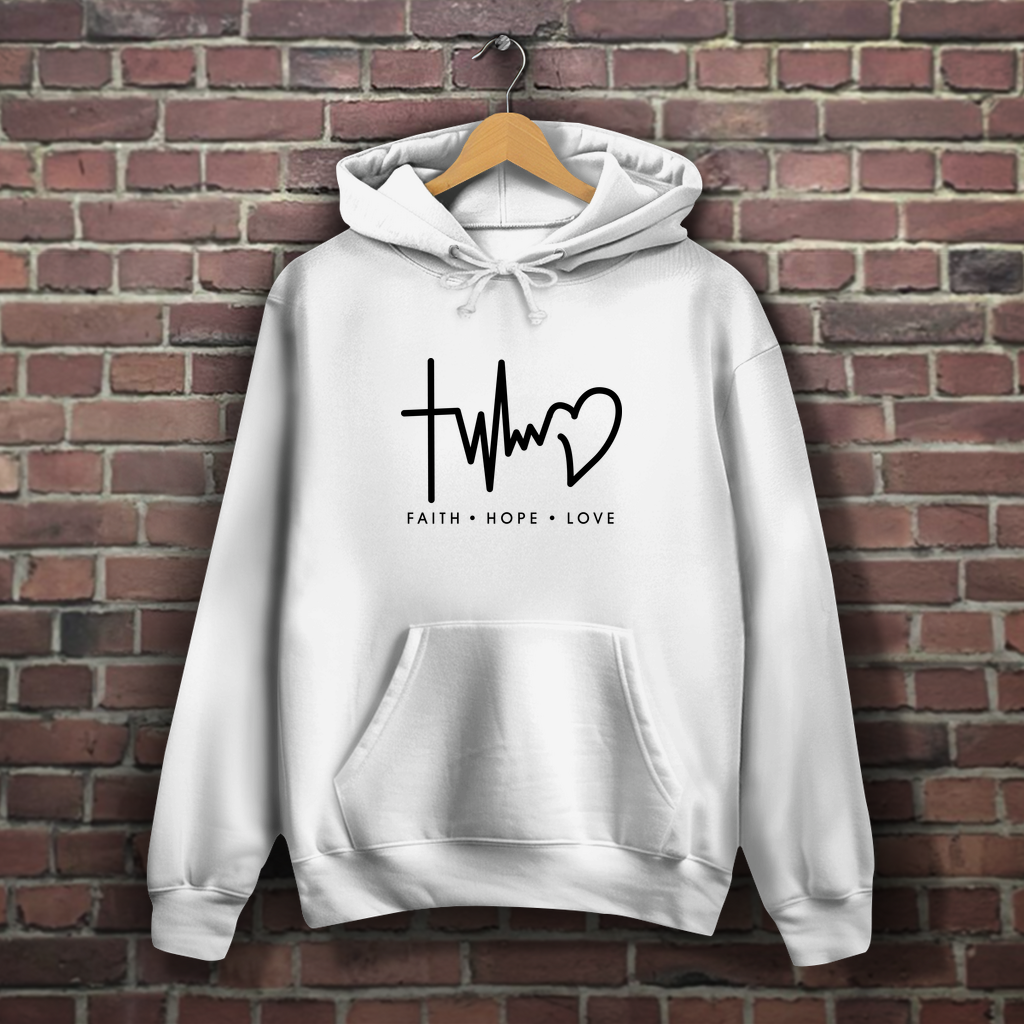 Faith Hope Love Schwarz - Christlicher Damen Hoodie