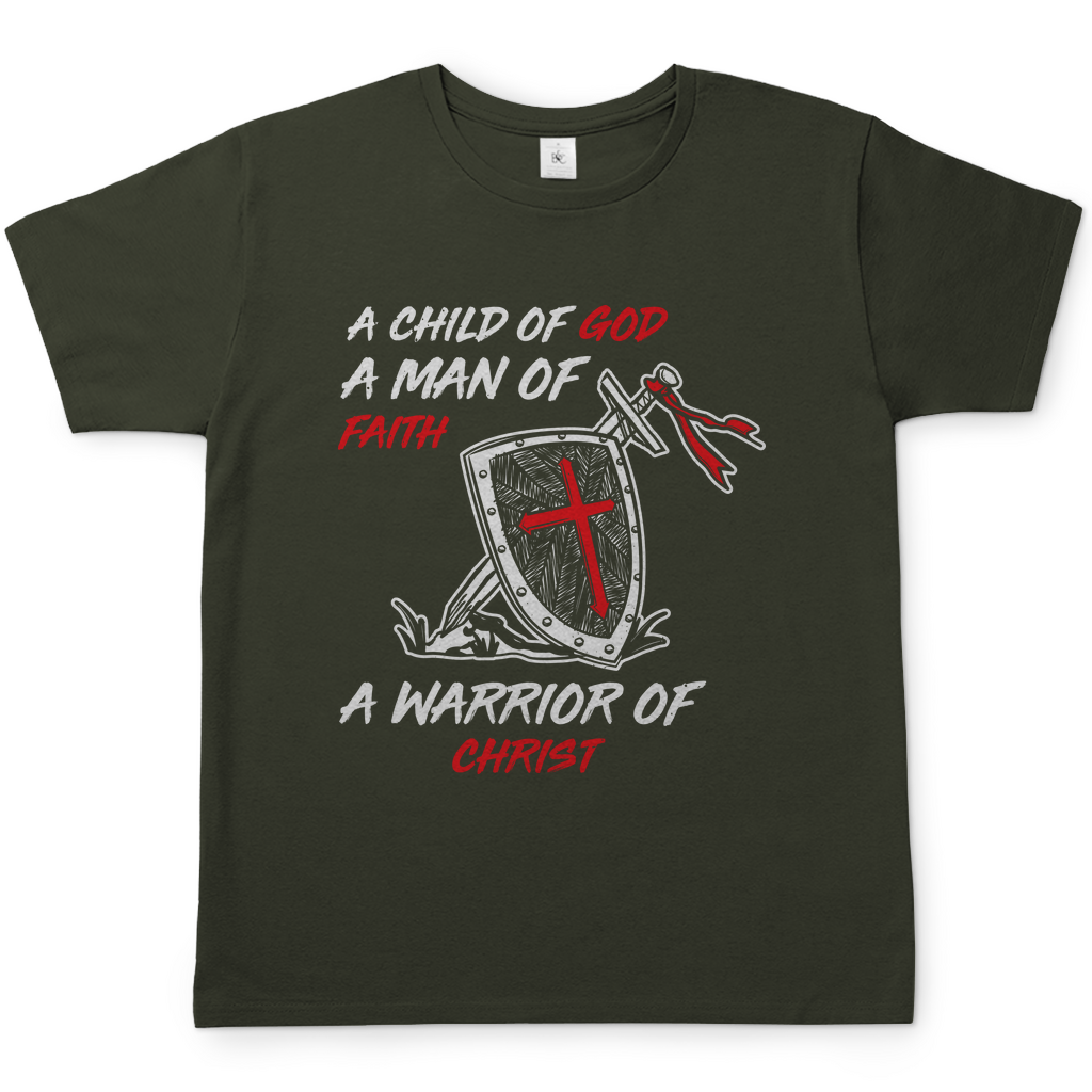 Child of God Man of Faith Warrior of Christ christliches Herren T-Shirt