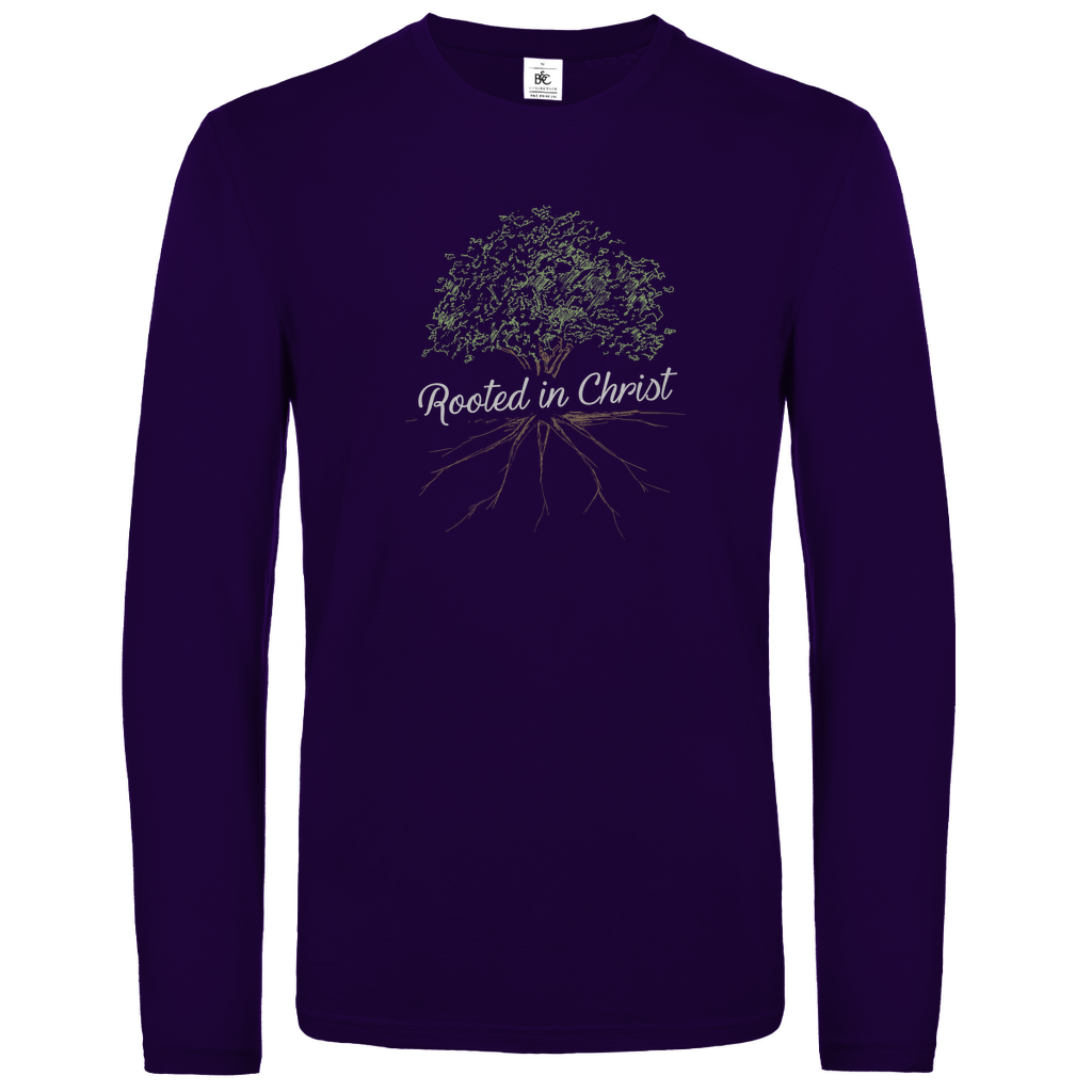 Rooted in Christ christliches Unisex Langarmshirt