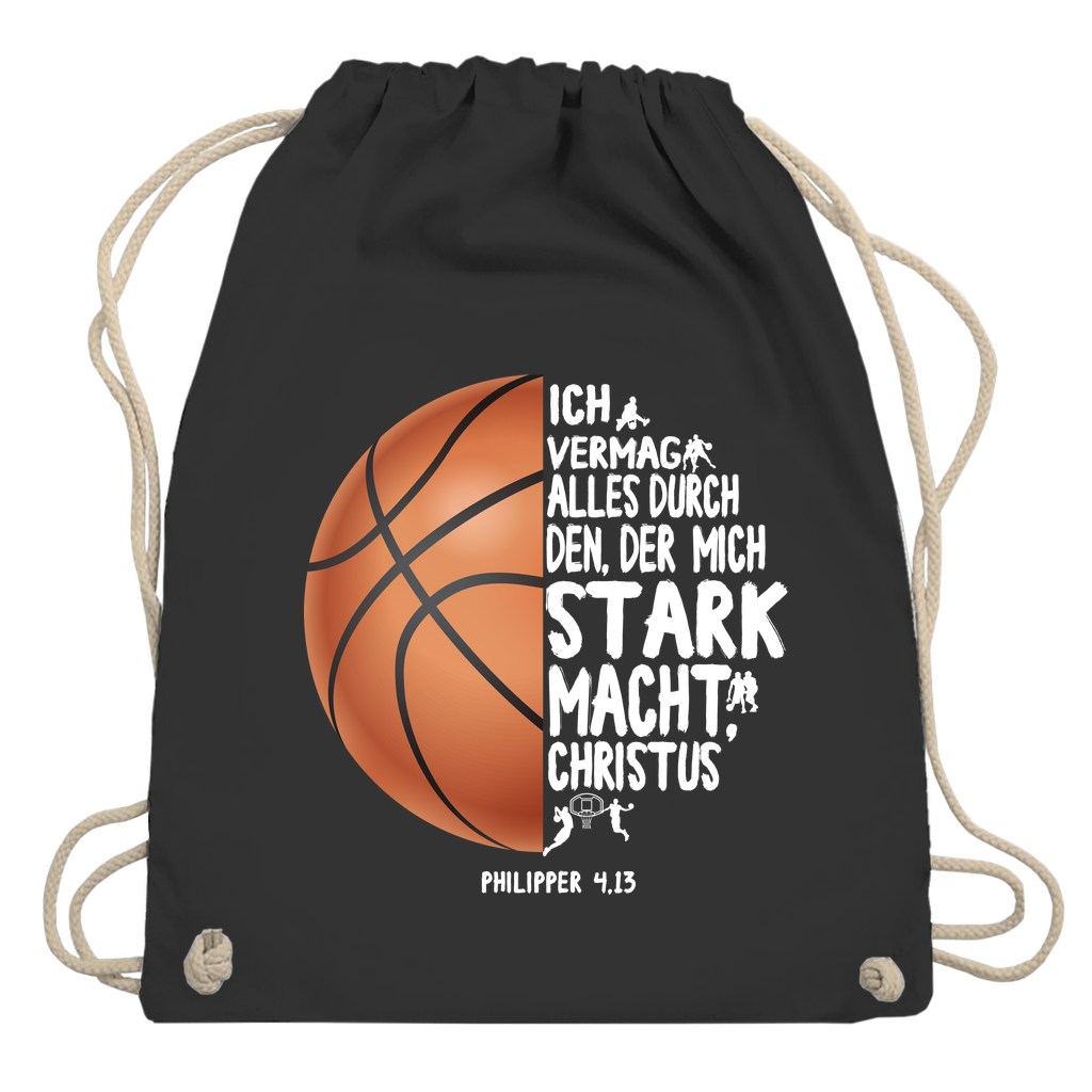 Ich bin stark durch Christus Philipper 4,13 Basketball christlicher Turnbeutel