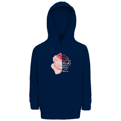 Ich bin stark durch Christus Philipper 4,13 Rose Kinder Premium Bio Hoodie