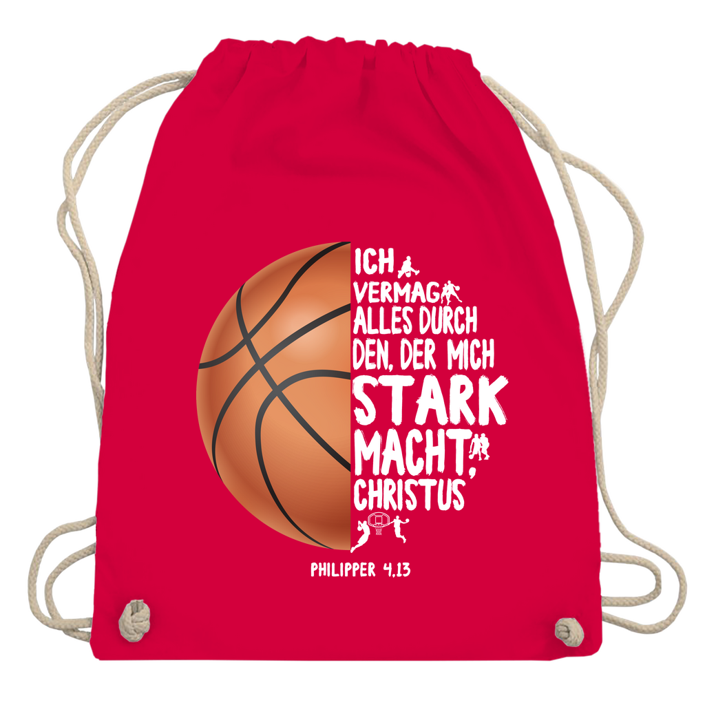 Ich bin stark durch Christus Philipper 4,13 Basketball christlicher Turnbeutel