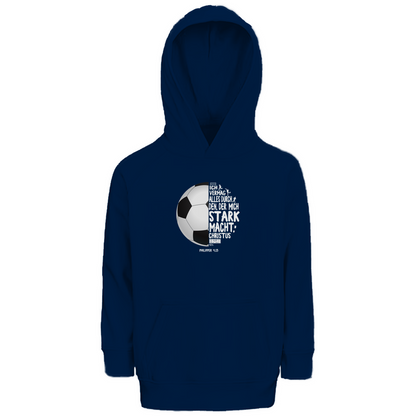 Ich bin stark durch Christus Philipper 4,13 Fußball Kinder Premium Bio Hoodie