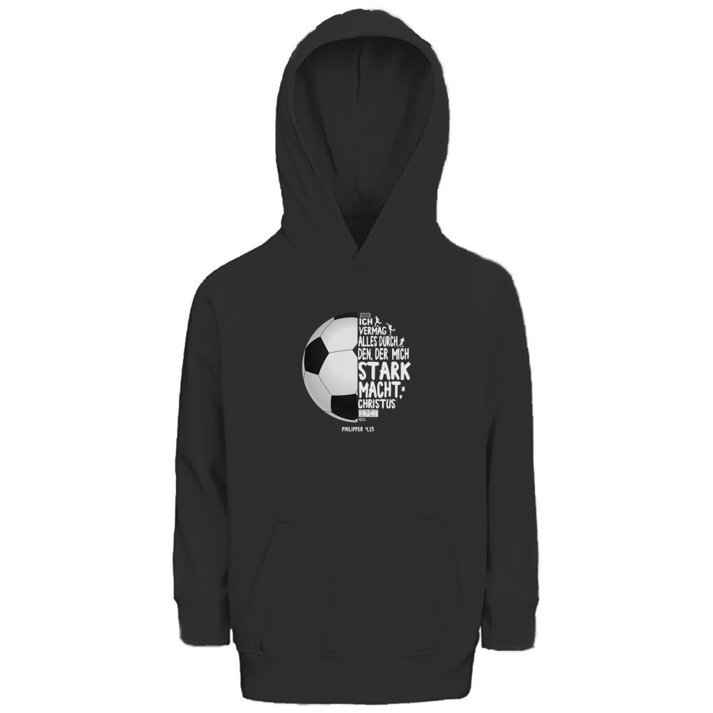 Ich bin stark durch Christus Philipper 4,13 Fußball Kinder Premium Bio Hoodie