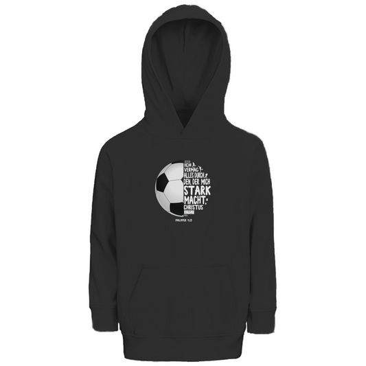 Ich bin stark durch Christus Philipper 4,13 Fußball Kinder Premium Bio Hoodie