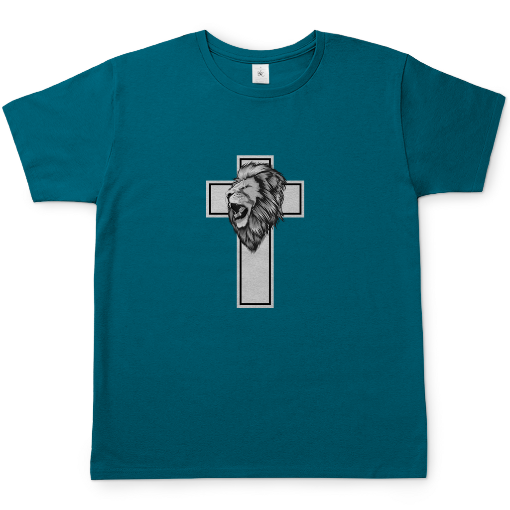 Löwen Kreuz christliches Herren T-Shirt