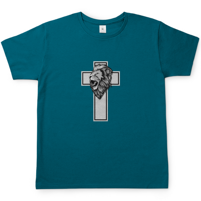 Löwen Kreuz christliches Herren T-Shirt