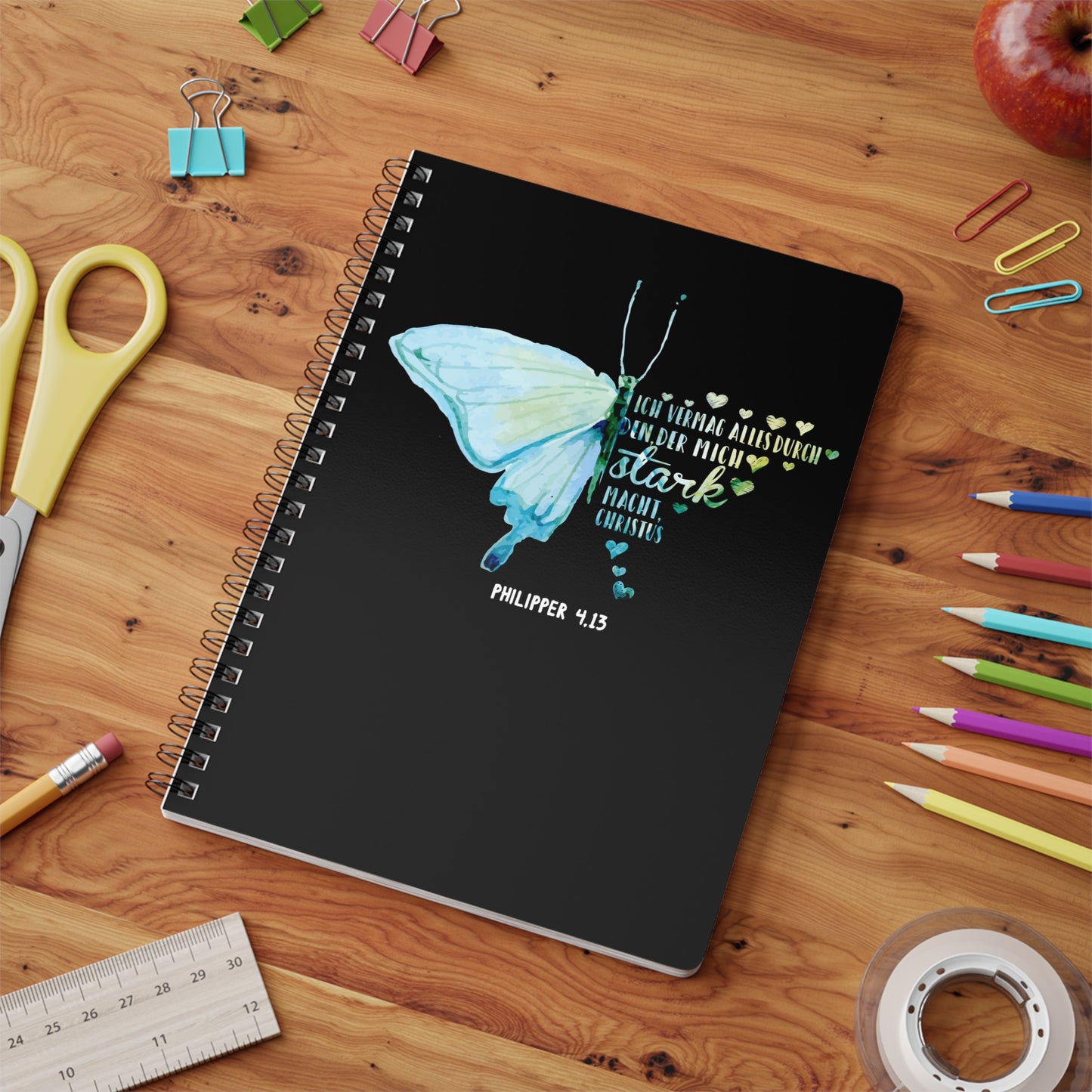 Philipper 4,13 Schmetterling | Christliches Notizbuch | Christliche Geschenke | Gesegnet