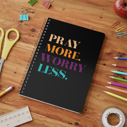 Pray More Worry Less | Christliches Notizbuch Schwarz | Christliche Geschenke | Gesegnet