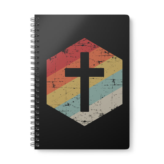 Retro Kreuz | Christliches Notizbuch Schwarz | Christliche Geschenke | Gesegnet