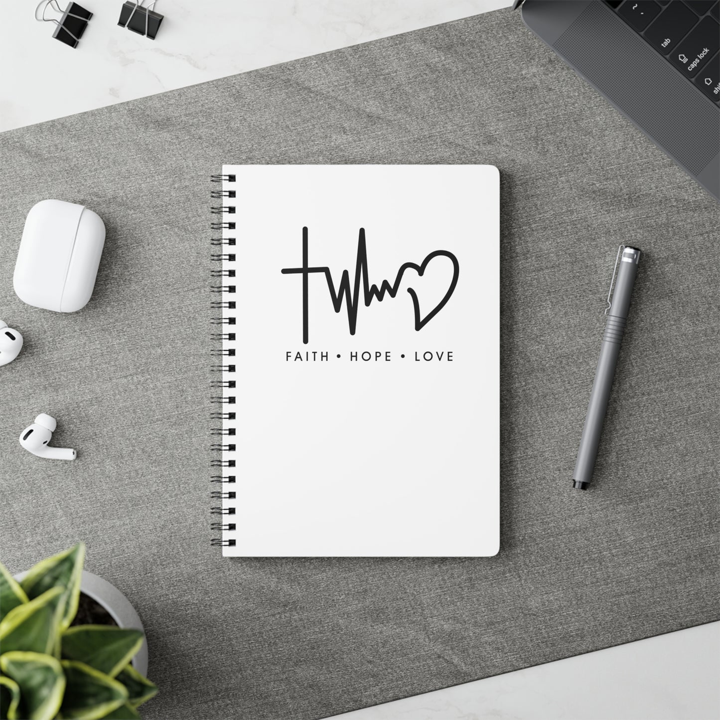 Faith Hope Love | Christliches Notizbuch Weiß | Christliche Geschenke | Gesegnet