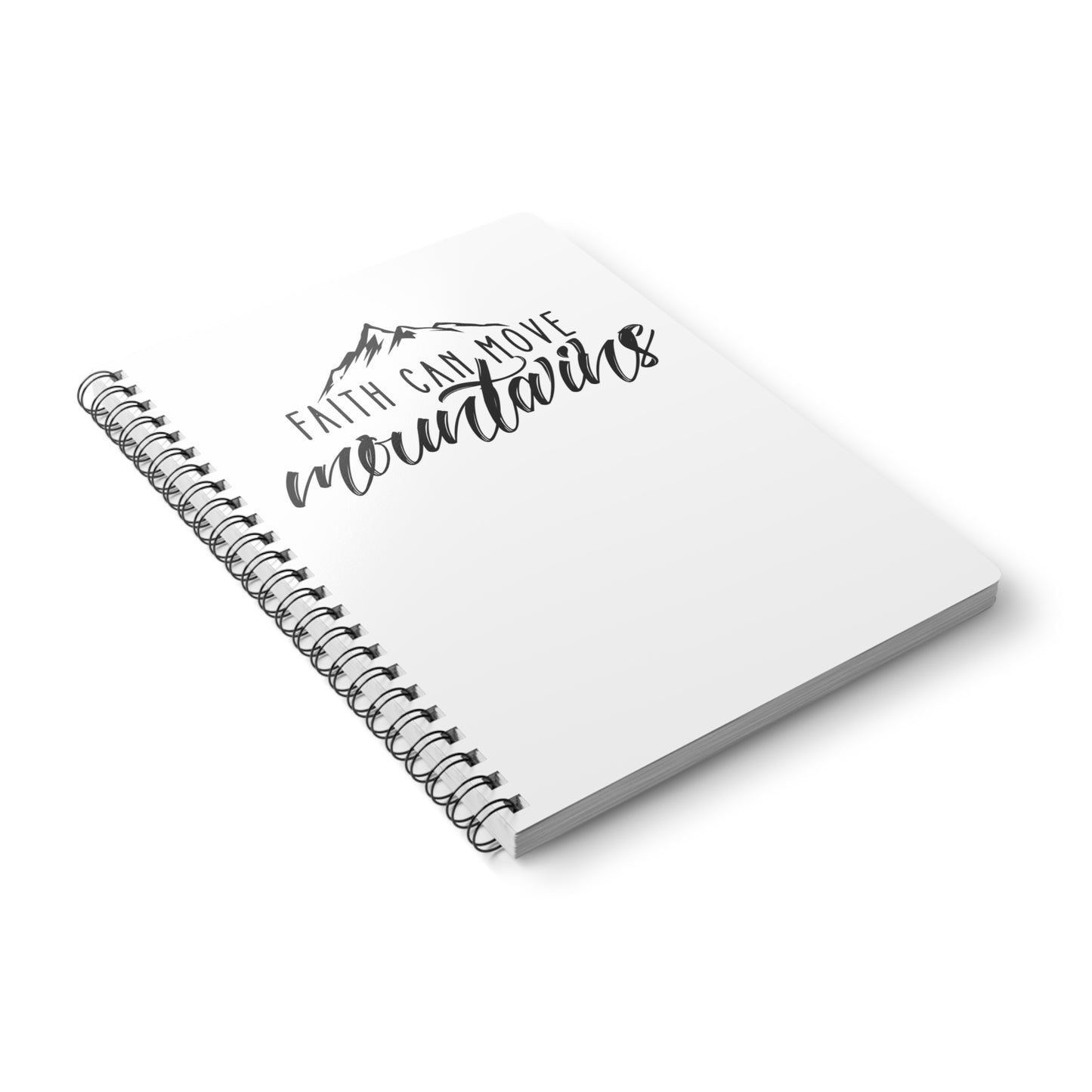 Faith Can Move Mountains | Christliches Notizbuch Weiß | Christliche Geschenke | Gesegnet