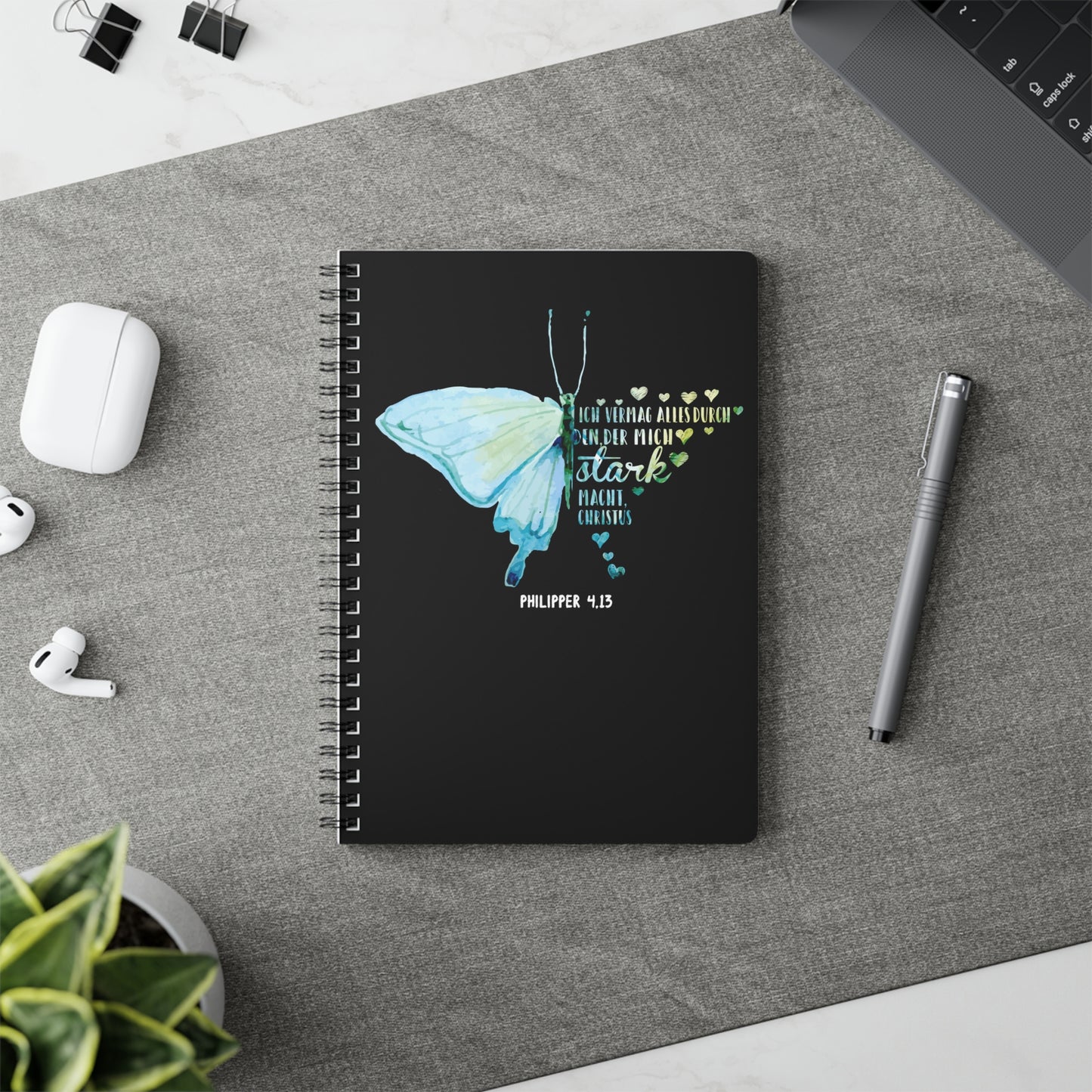 Philipper 4,13 Schmetterling | Christliches Notizbuch | Christliche Geschenke | Gesegnet