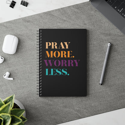 Pray More Worry Less | Christliches Notizbuch Schwarz | Christliche Geschenke | Gesegnet