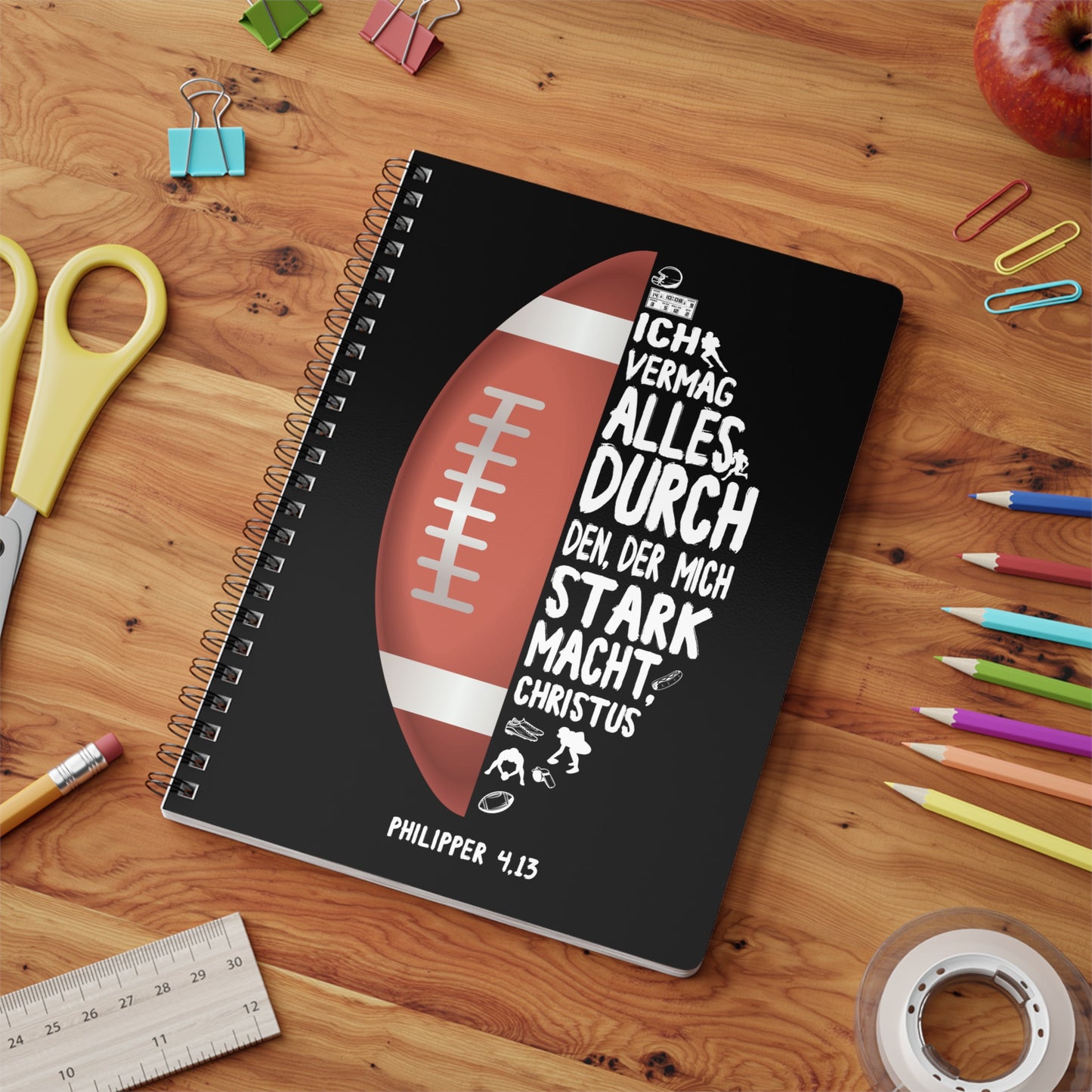 Philipper 4,13 American Football | Christliches Notizbuch | Christliche Geschenke | Gesegnet