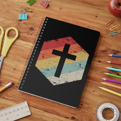 Retro Kreuz | Christliches Notizbuch Schwarz | Christliche Geschenke | Gesegnet