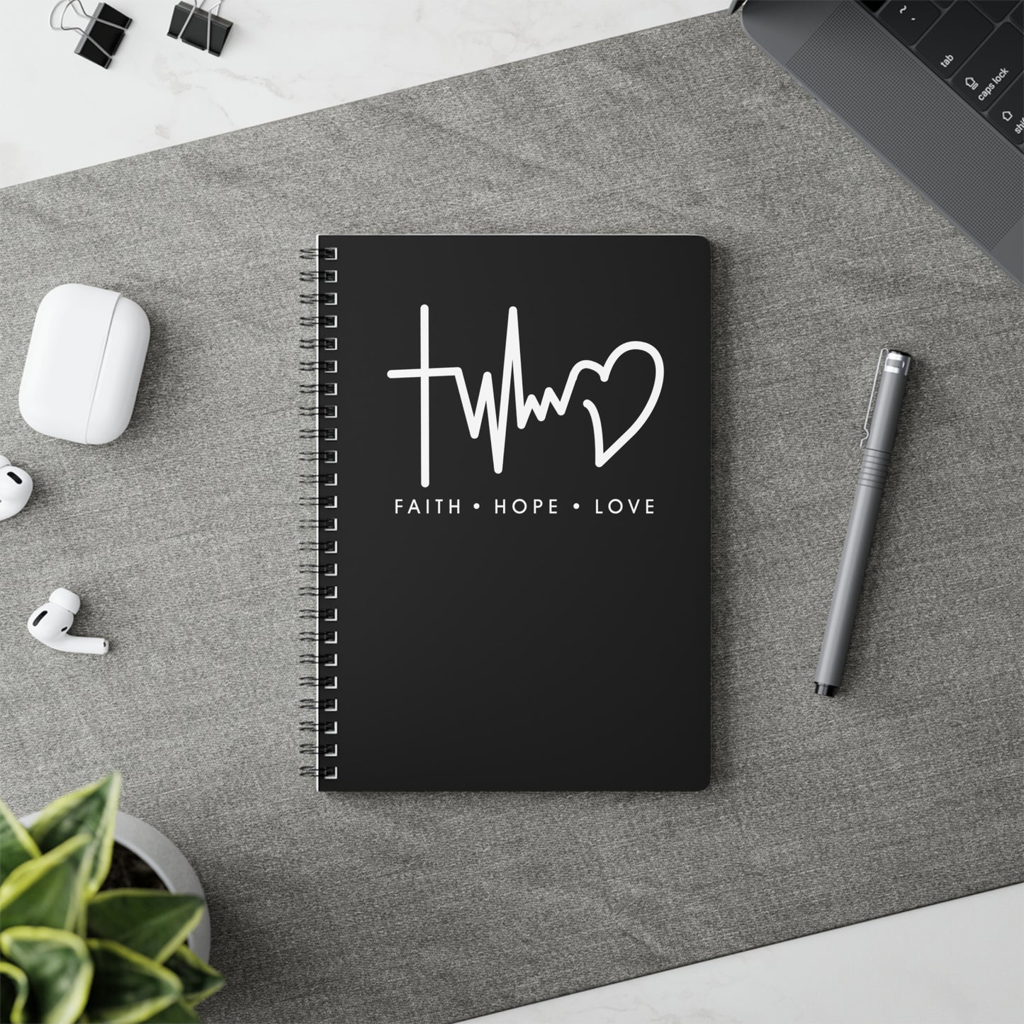 Faith Hope Love | Christliches Notizbuch Schwarz | Christliche Geschenke | Gesegnet