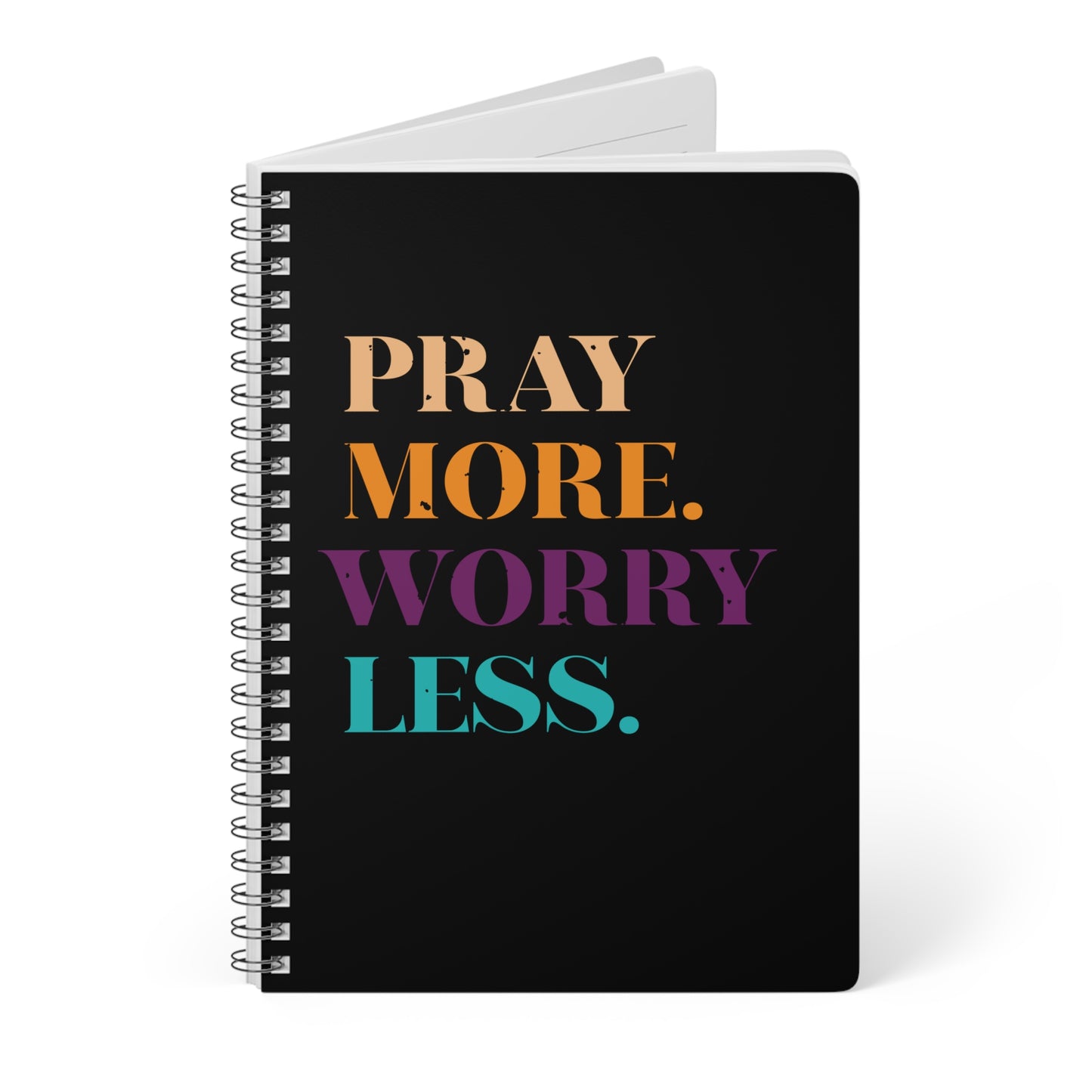 Pray More Worry Less | Christliches Notizbuch Schwarz | Christliche Geschenke | Gesegnet