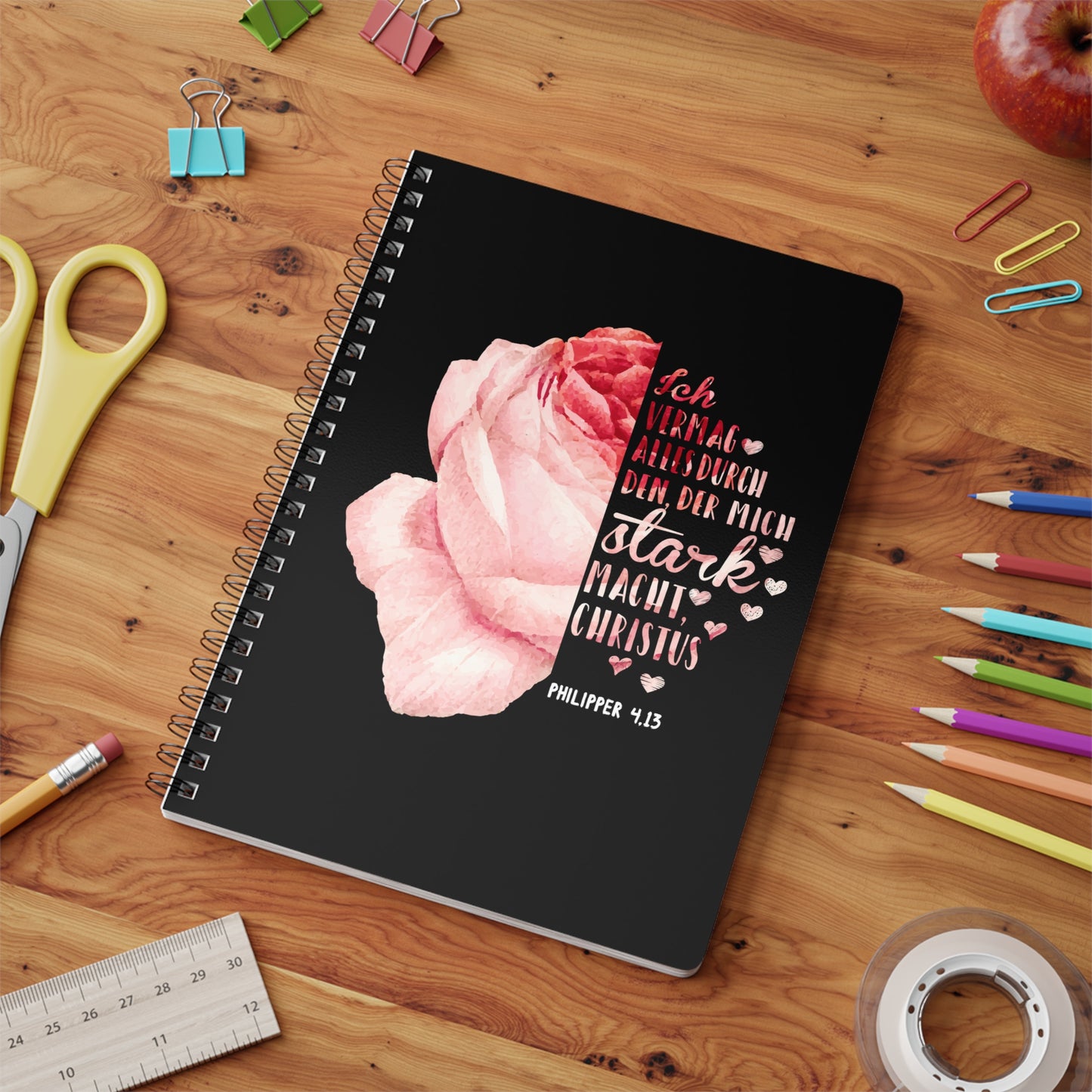 Philipper 4,13 Rose | Christliches Notizbuch | Christliche Geschenke | Gesegnet