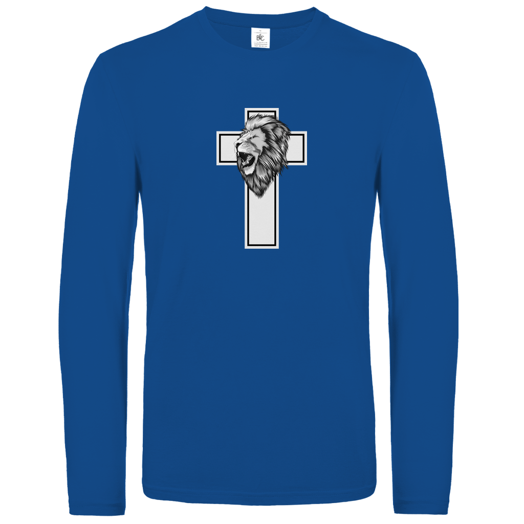 Löwen Kreuz christliches Unisex Langarmshirt