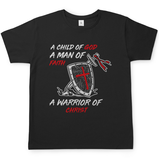 Child of God Man of Faith Warrior of Christ christliches Herren T-Shirt