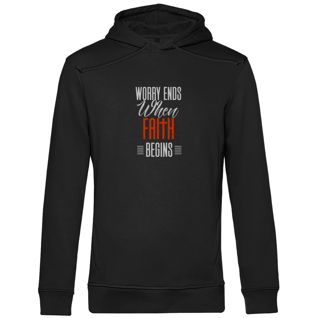 Worry Ends When Faith Begins Herren Premium Bio Hoodie