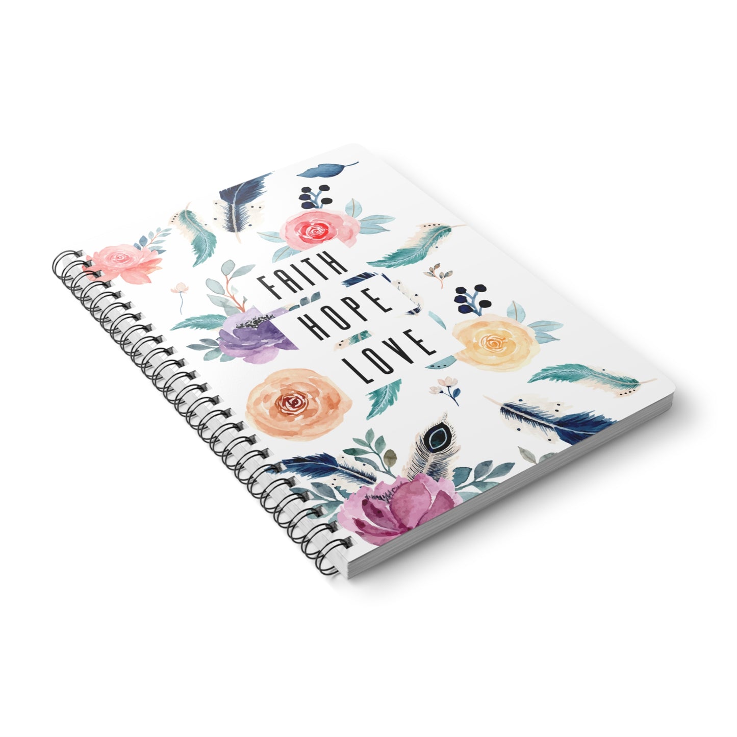 Faith Hope Love | Christliches Notizbuch Schwarz | Christliche Geschenke | Gesegnet