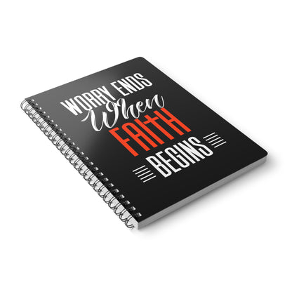 Worry Ends When Faith Begins | Christliches Notizbuch Schwarz | Christliche Geschenke | Gesegnet