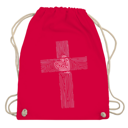 Kreuz mit Herz christlicher Turnbeutel